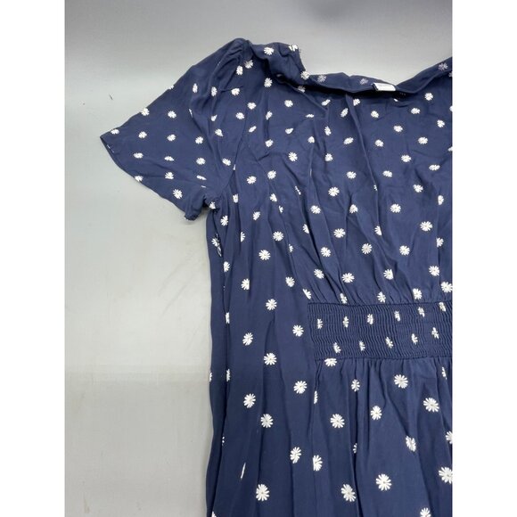 Old navy dress floral flowy elastic back knee high zipper shell blue medium READ - Picture 10 of 10
